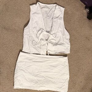 White Two-Piece Mini Skort Set